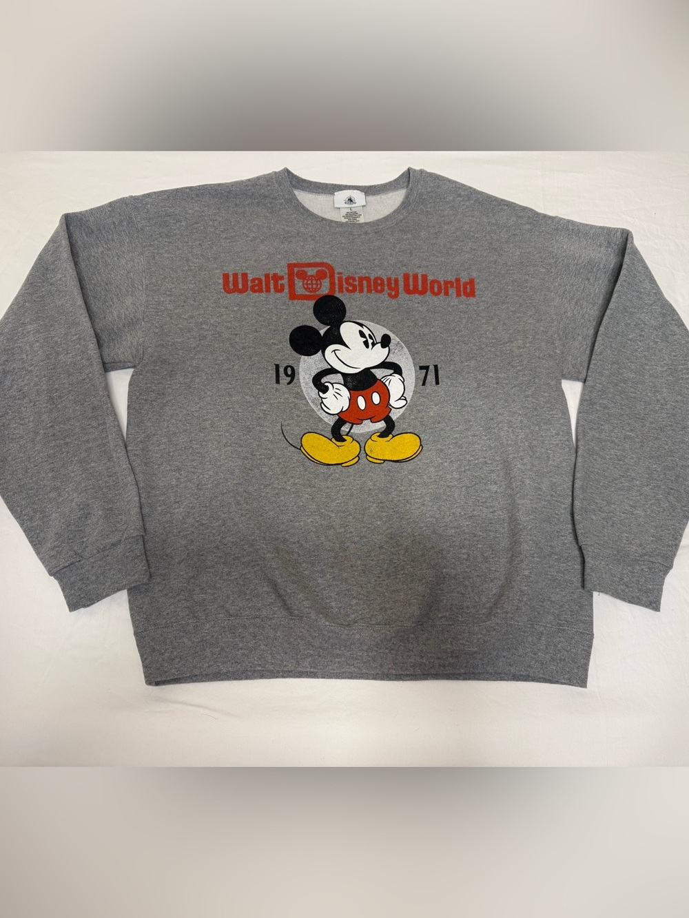 Disney Parks Walt Disney World Mickey Mouse 1971 Gray Sweatshirt Size L